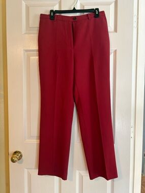 Ann Taylor Straight-Leg Trousers in Rich Burgundy